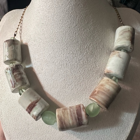 Handmade by @jgates -Genuine Stone Necklace with Green Accents - Picture 1 of 3